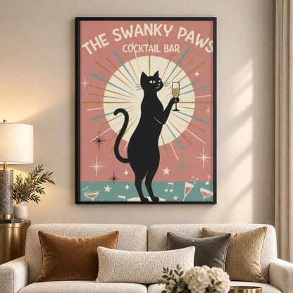 Swanky Paws Cocktail Bar Cat Wall Art 5