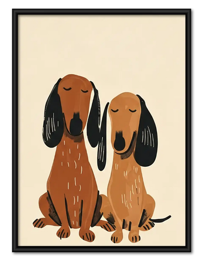 Sweet Dachshund Couple Wall Art 1