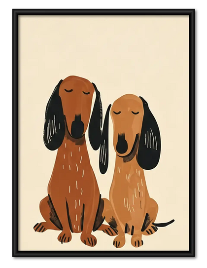 Sweet Dachshund Couple Wall Art