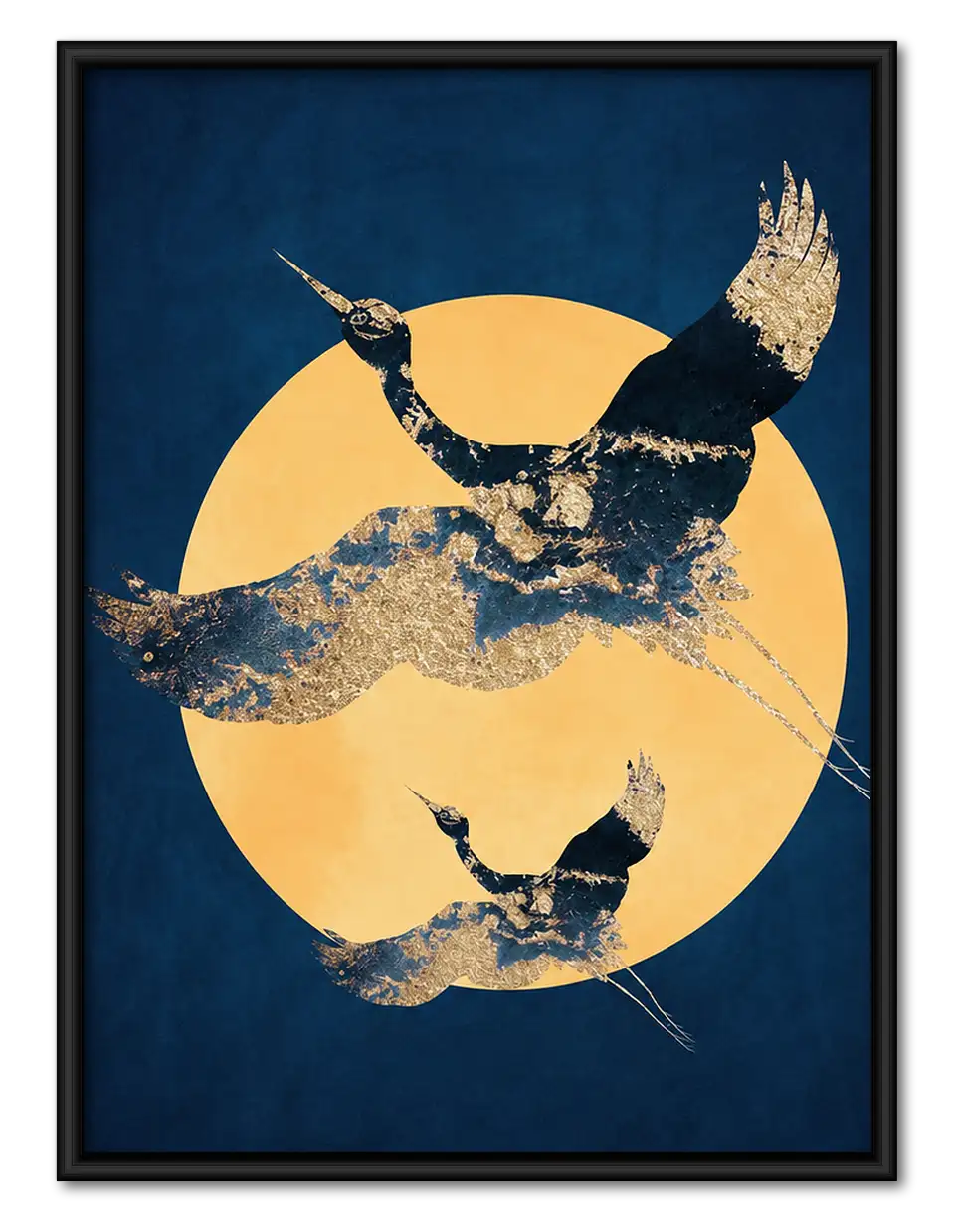 Synchronized Swimmers beneath Golden Moon Wall Art 1