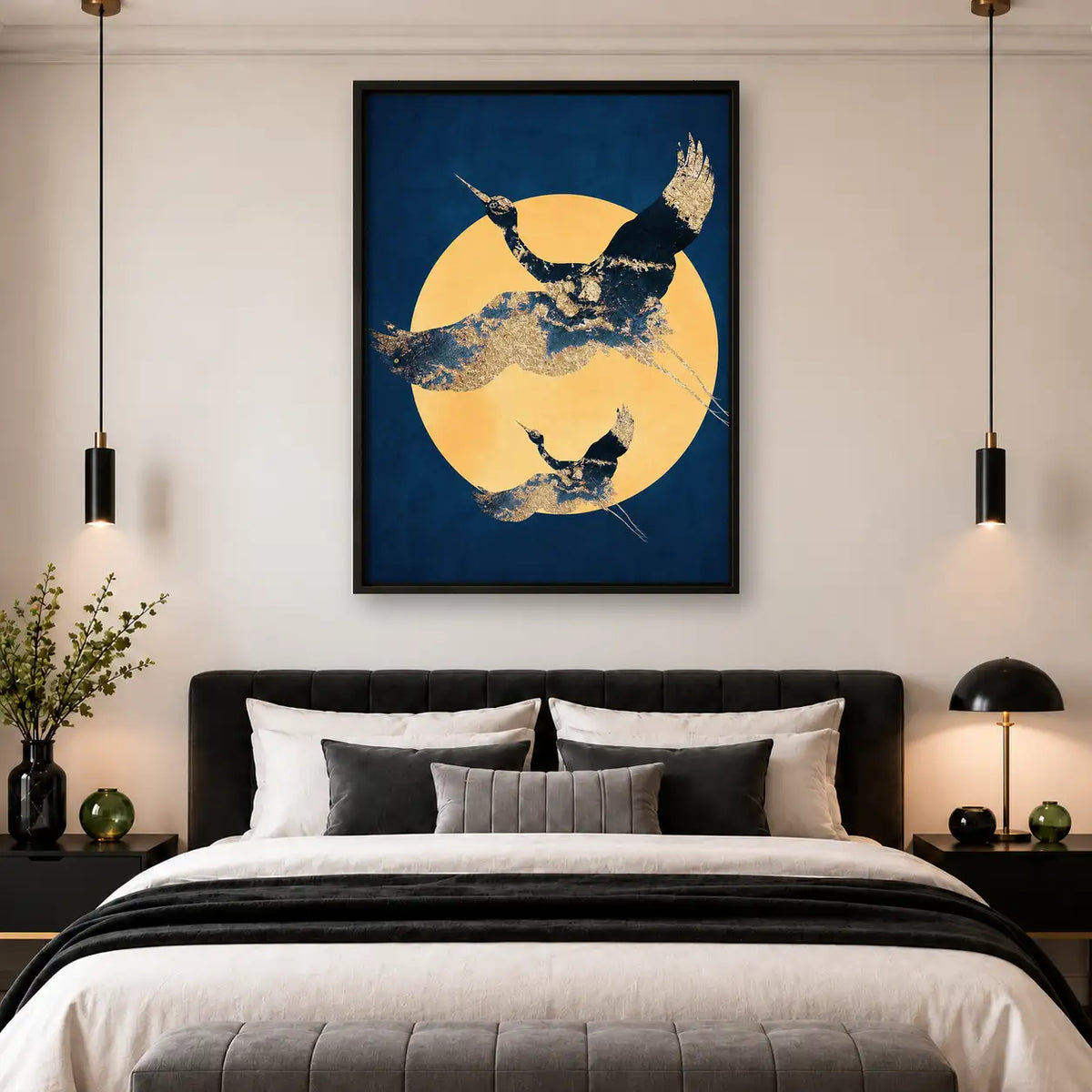 Synchronized Swimmers beneath Golden Moon Wall Art 4