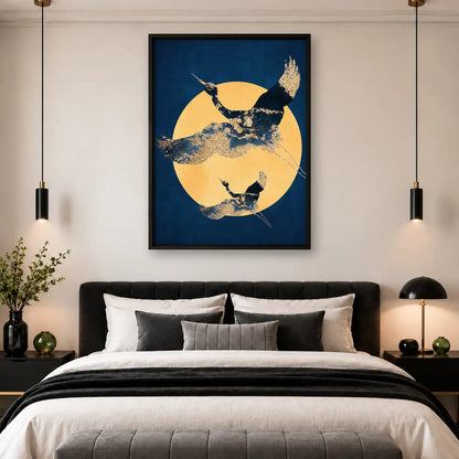 Synchronized Swimmers beneath Golden Moon Wall Art 4