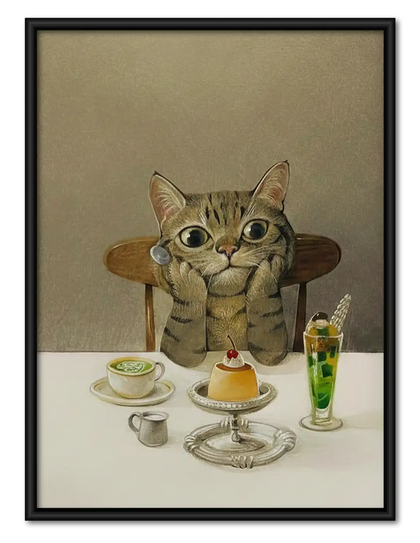 Tabby Cat Hosting a Tea Party Wall Art