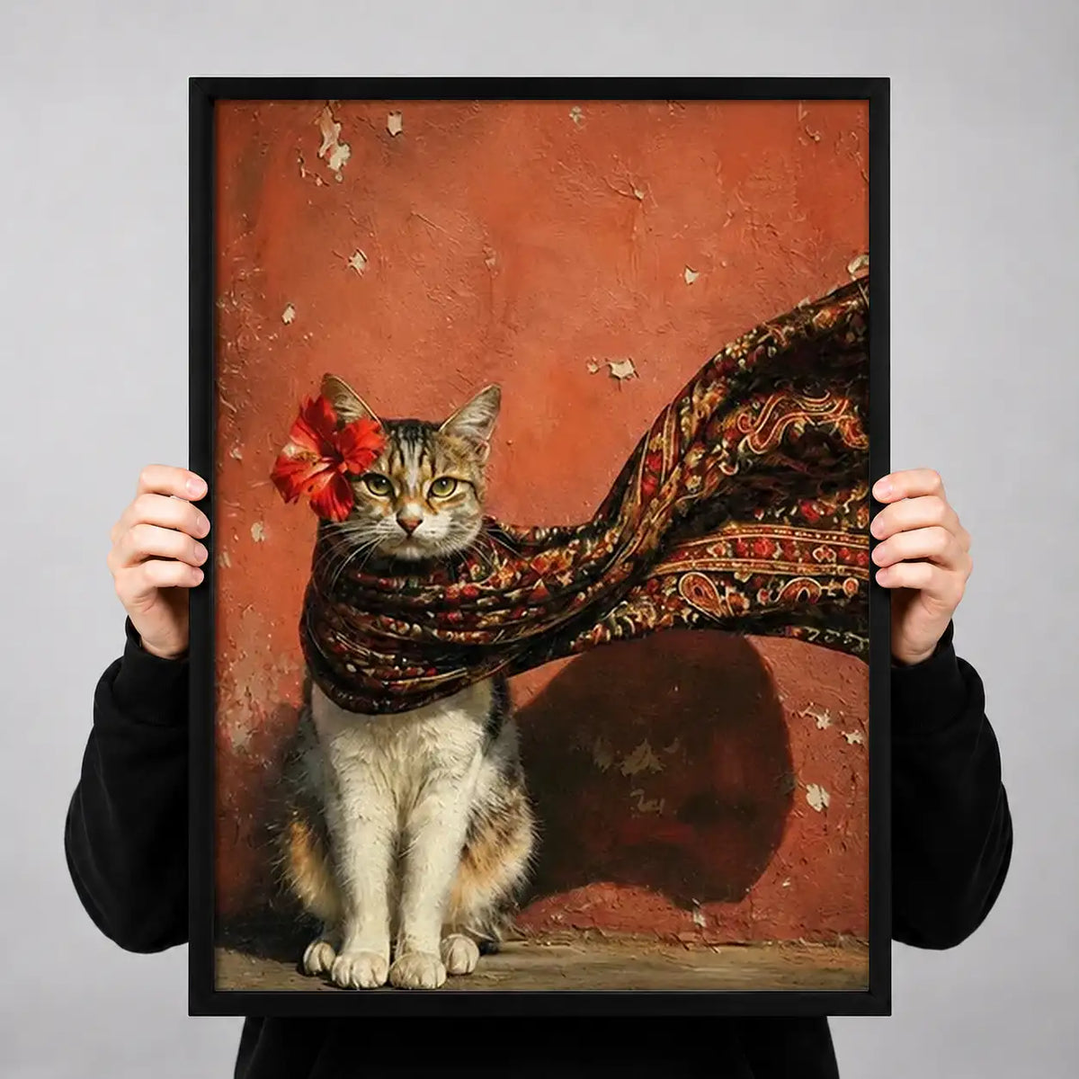 Tabby Cat Wearing Red Scarf Wall Art 3