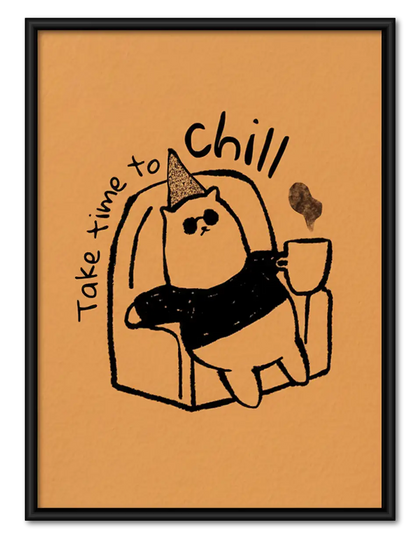 Take Time to Chill Cozy Cat Wall Art
