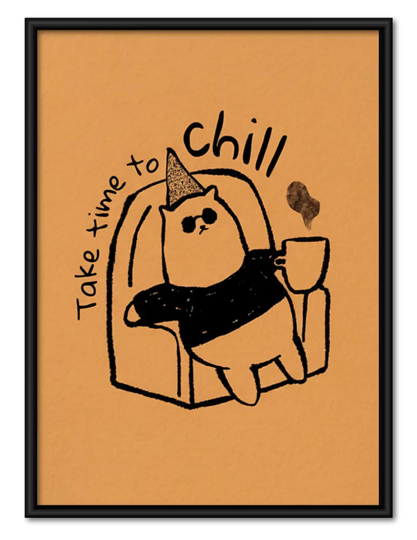 Take Time to Chill Cozy Cat Wall Art