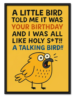 Talking Bird Birthday Typography Wall Art