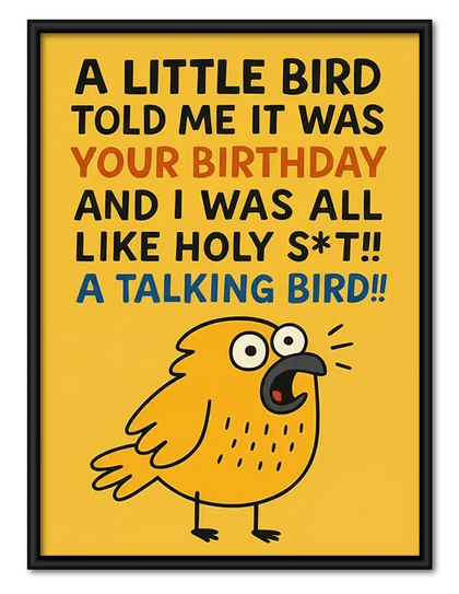 Talking Bird Birthday Typography Wall Art