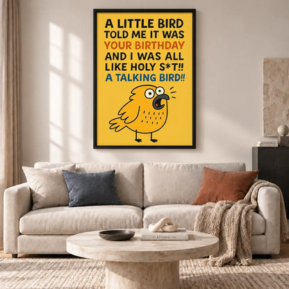 Talking Bird Birthday Typography Wall Art 2
