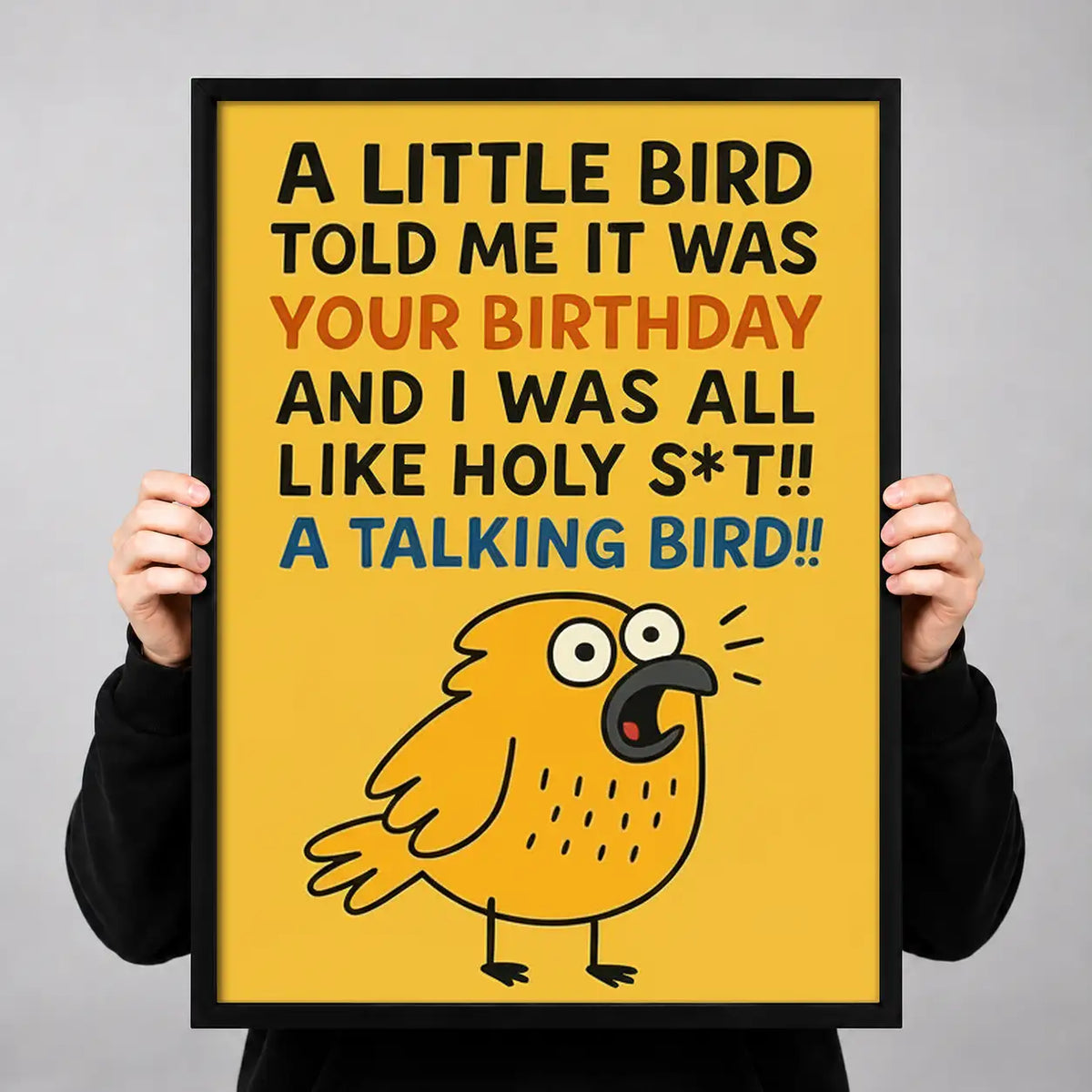 Talking Bird Birthday Typography Wall Art 3