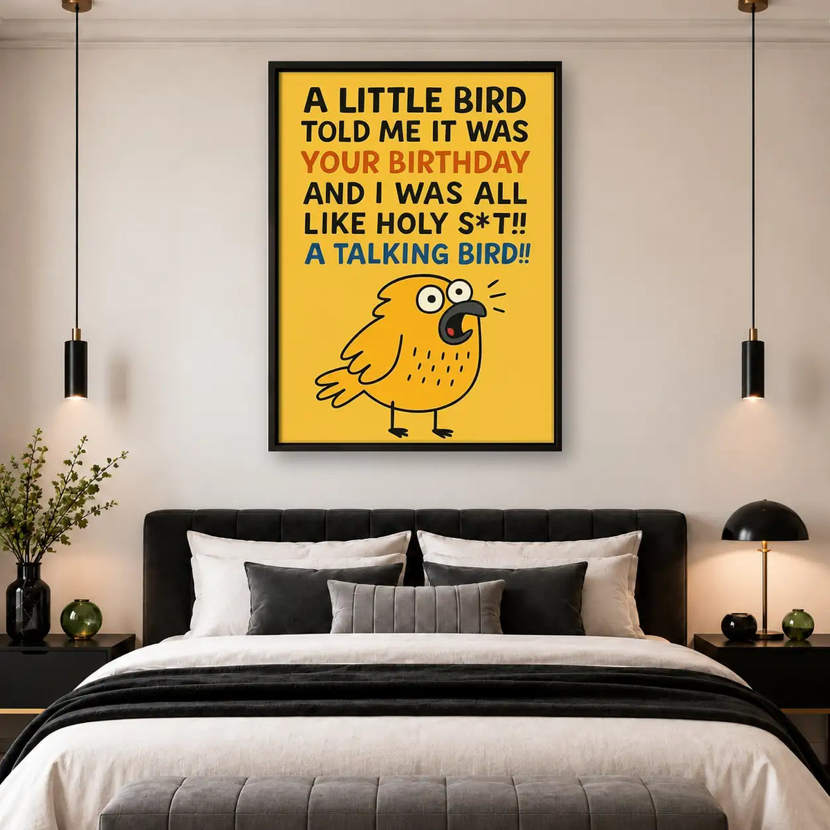 Talking Bird Birthday Typography Wall Art 4