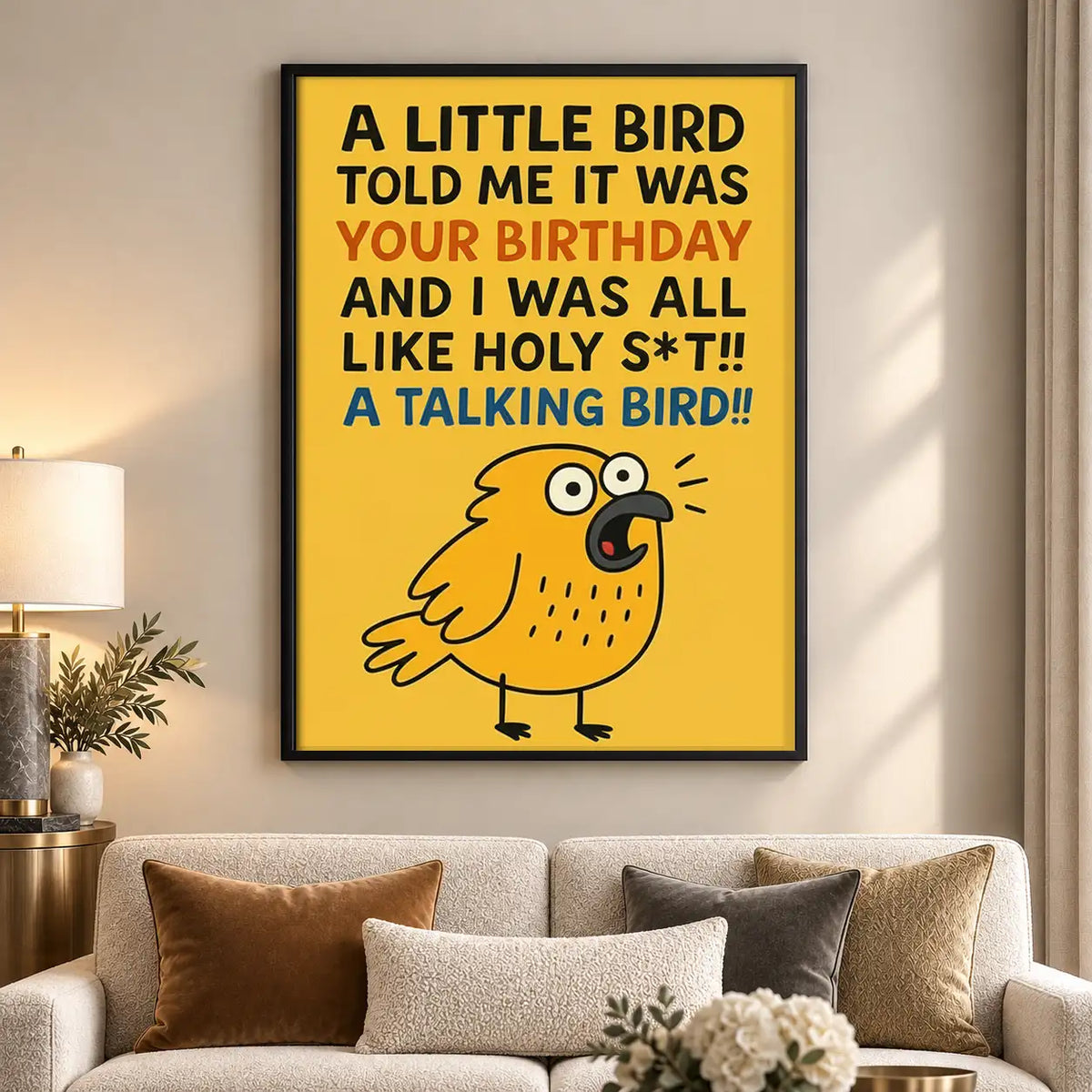 Talking Bird Birthday Typography Wall Art 5