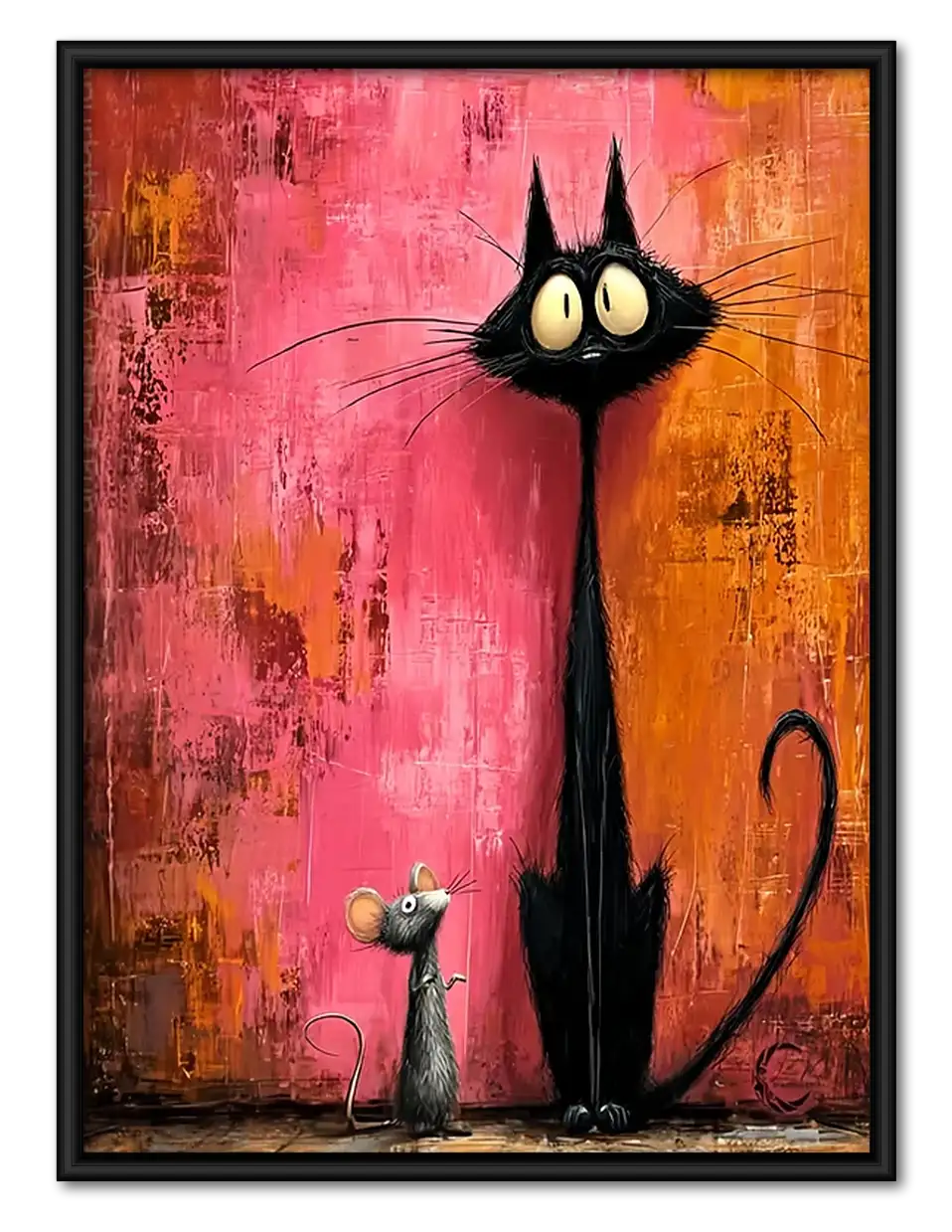 Tall Black Cat Abstract Wall Art 1