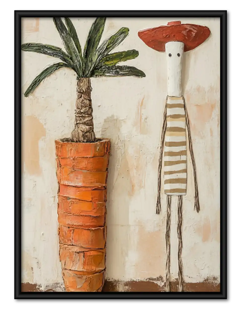 Tall Figure Beside Potted Plant Wall Art 1