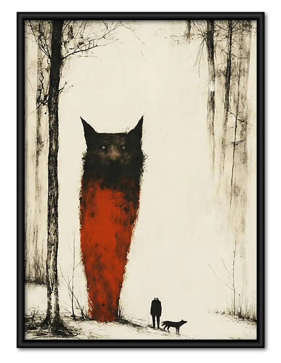Tall Rust Owl in Winter Forest Wall Art 1