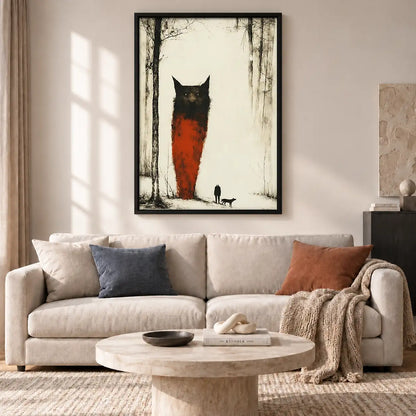 Tall Rust Owl in Winter Forest Wall Art 2