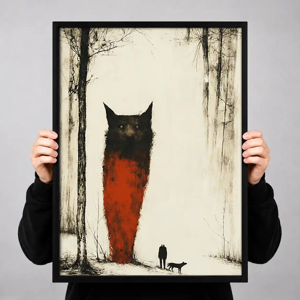 Tall Rust Owl in Winter Forest Wall Art 3