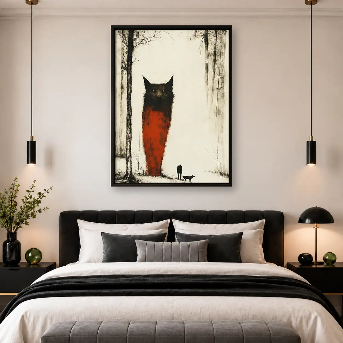 Tall Rust Owl in Winter Forest Wall Art 4