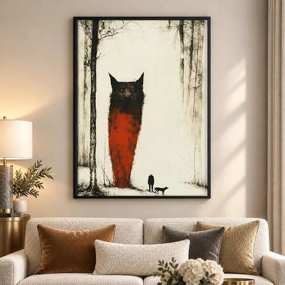 Tall Rust Owl in Winter Forest Wall Art 5