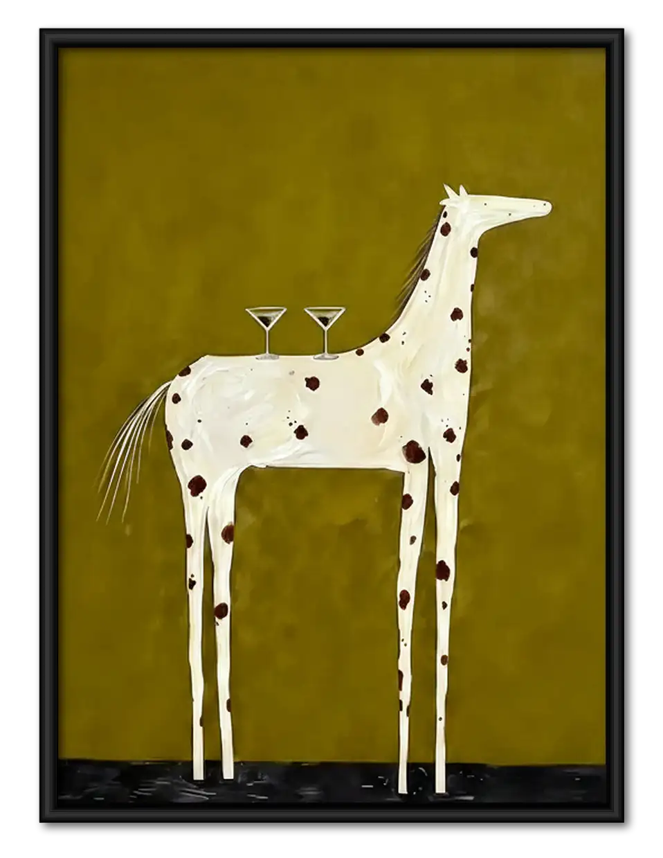 Tall Spotted Horse with Martini Glasses Wall Art 1