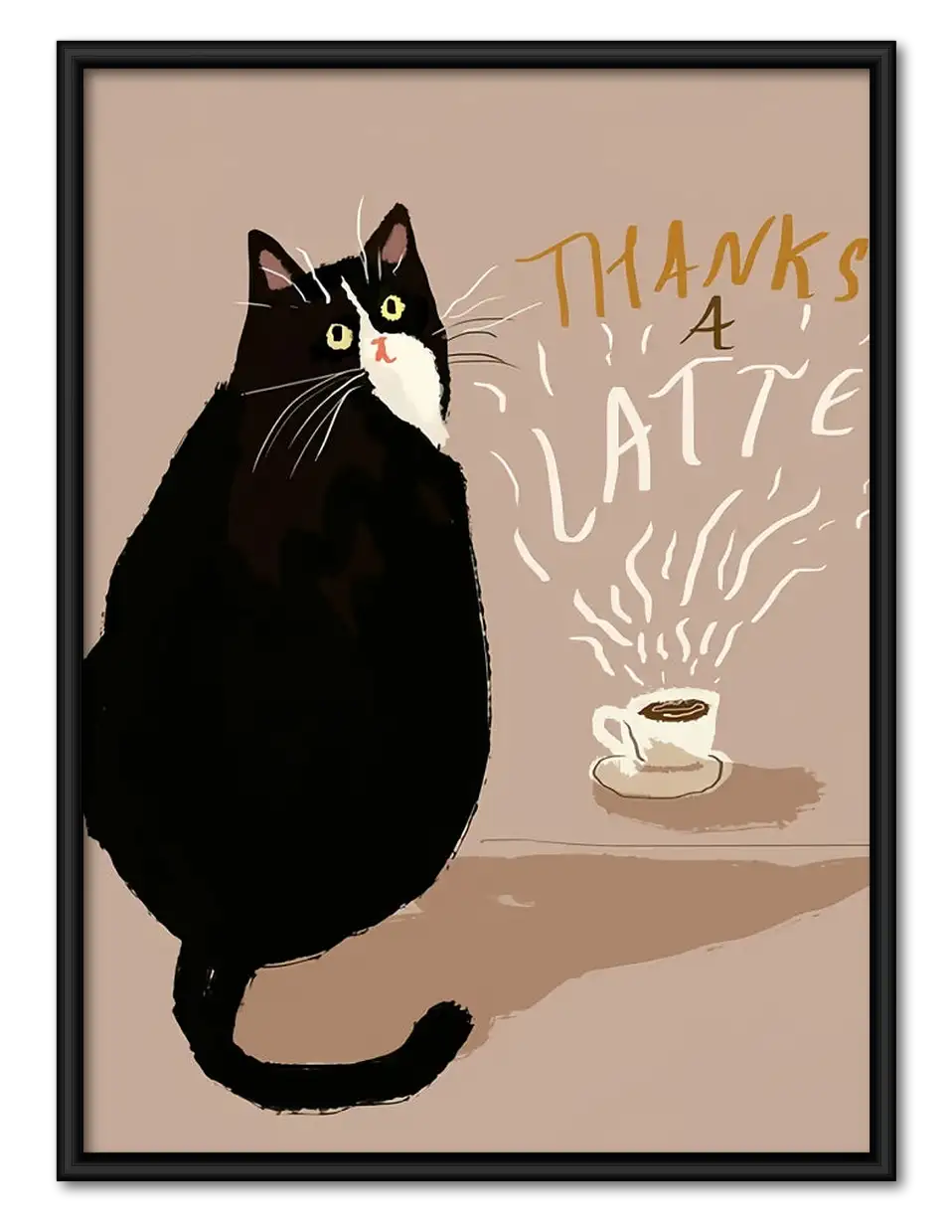 Thanks a Latte Black Cat Wall Art 1