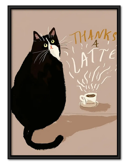 Thanks a Latte Black Cat Wall Art 1