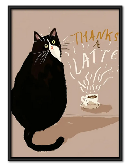 Thanks a Latte Black Cat Wall Art