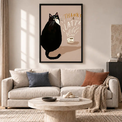 Thanks a Latte Black Cat Wall Art 2