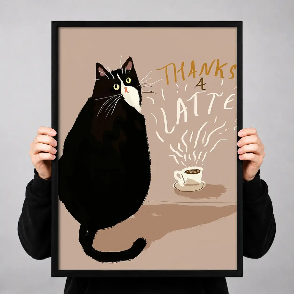 Thanks a Latte Black Cat Wall Art 3