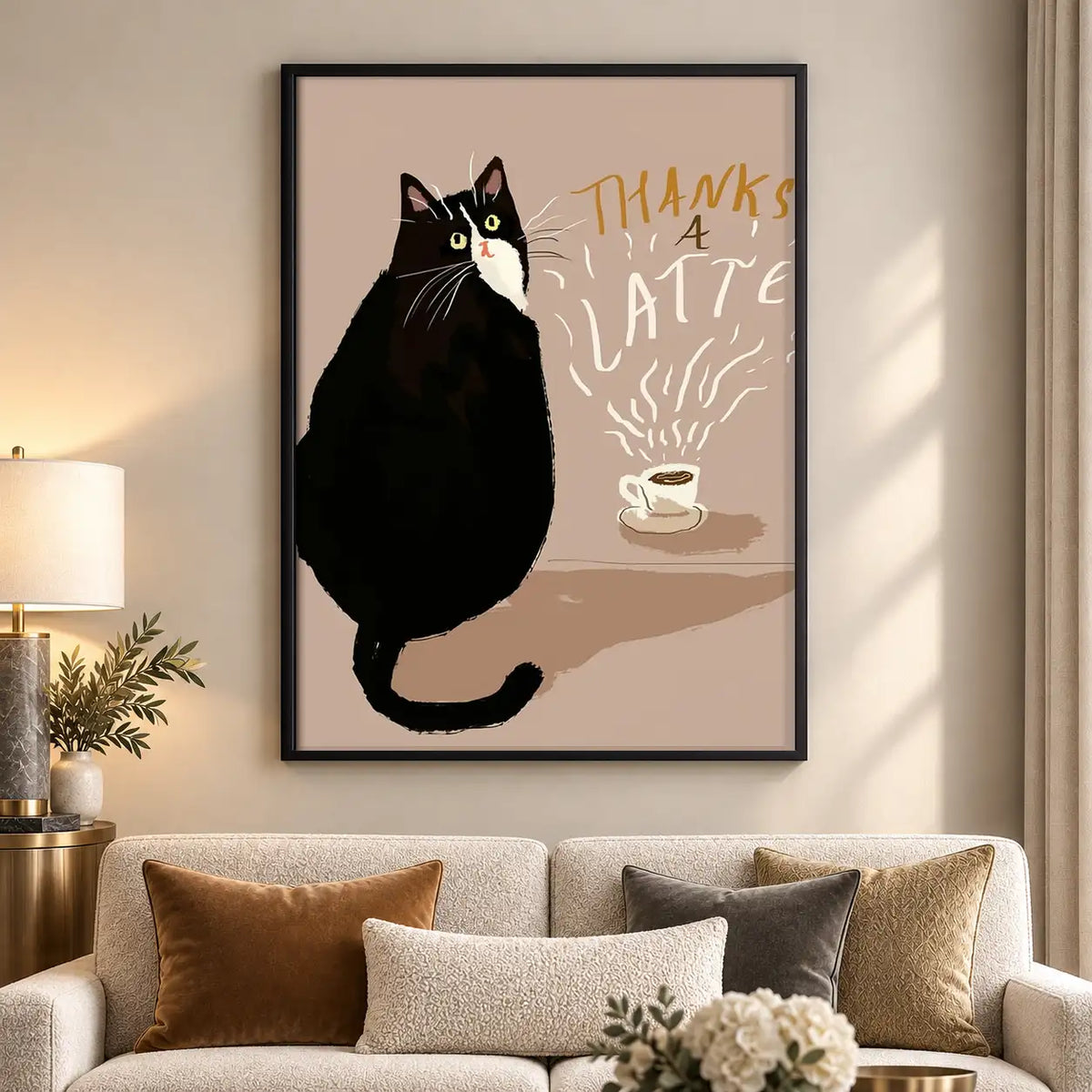 Thanks a Latte Black Cat Wall Art 5