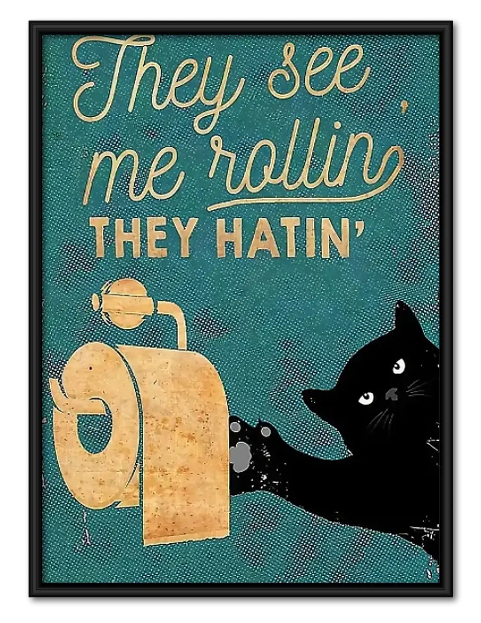 They See Me Rollin Black Cat Wall Art 1