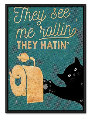 They See Me Rollin Black Cat Wall Art