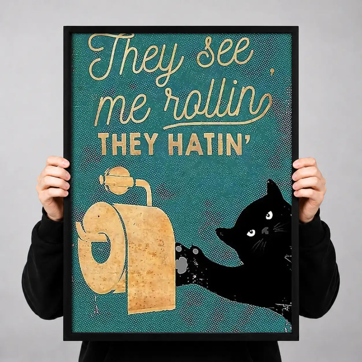 They See Me Rollin Black Cat Wall Art 3