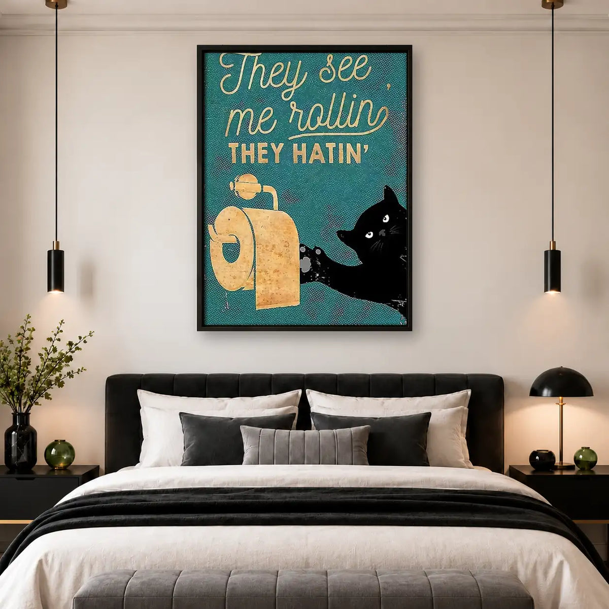 They See Me Rollin Black Cat Wall Art 4