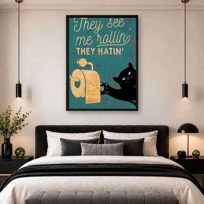 They See Me Rollin Black Cat Wall Art 4