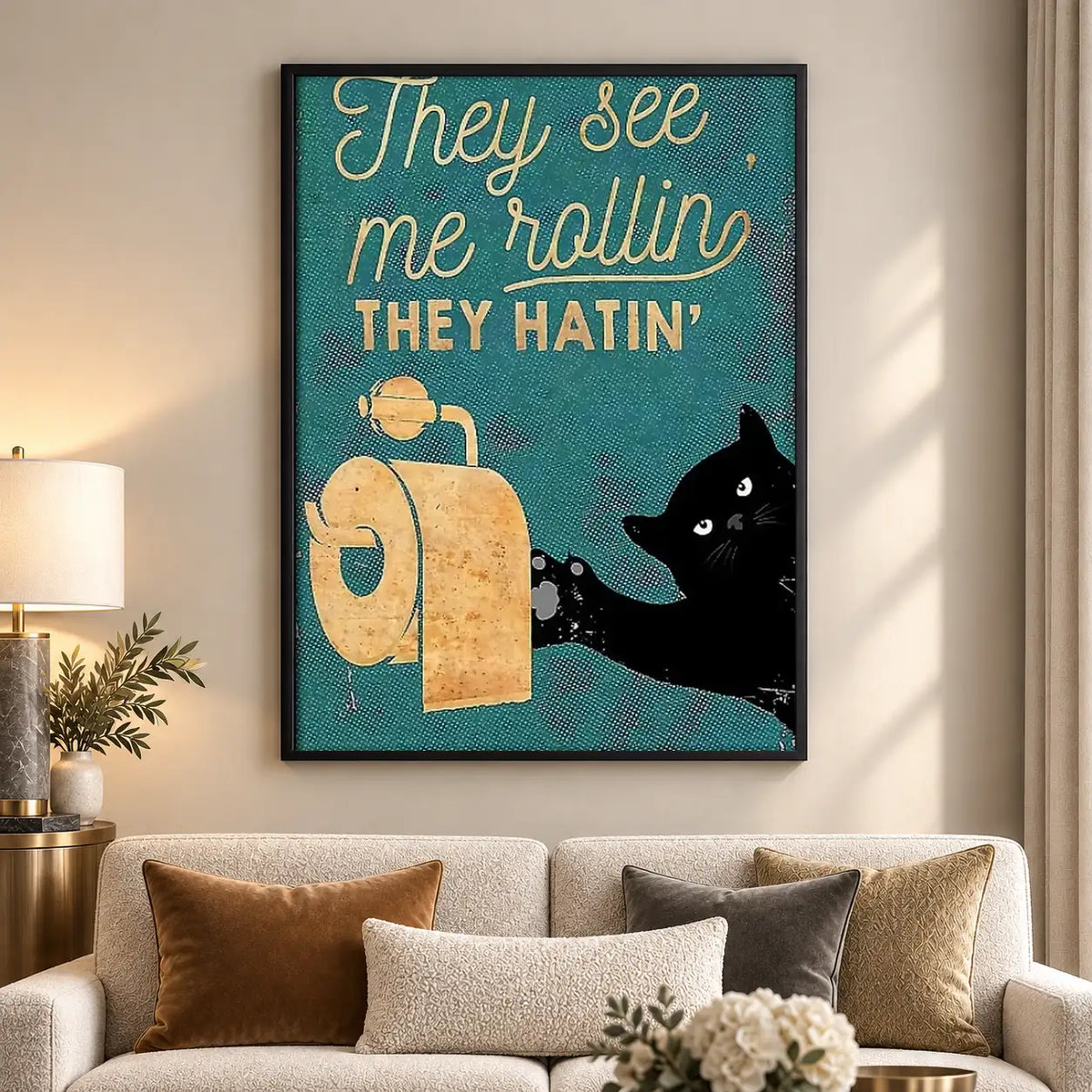 They See Me Rollin Black Cat Wall Art 5