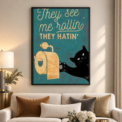 They See Me Rollin Black Cat Wall Art 5