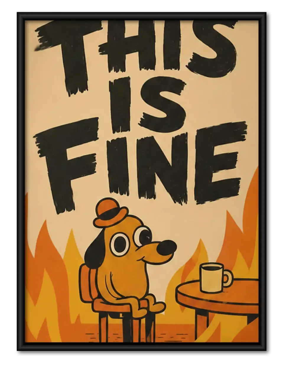 This Is Fine Dog Coffee Poster Wall Art 1