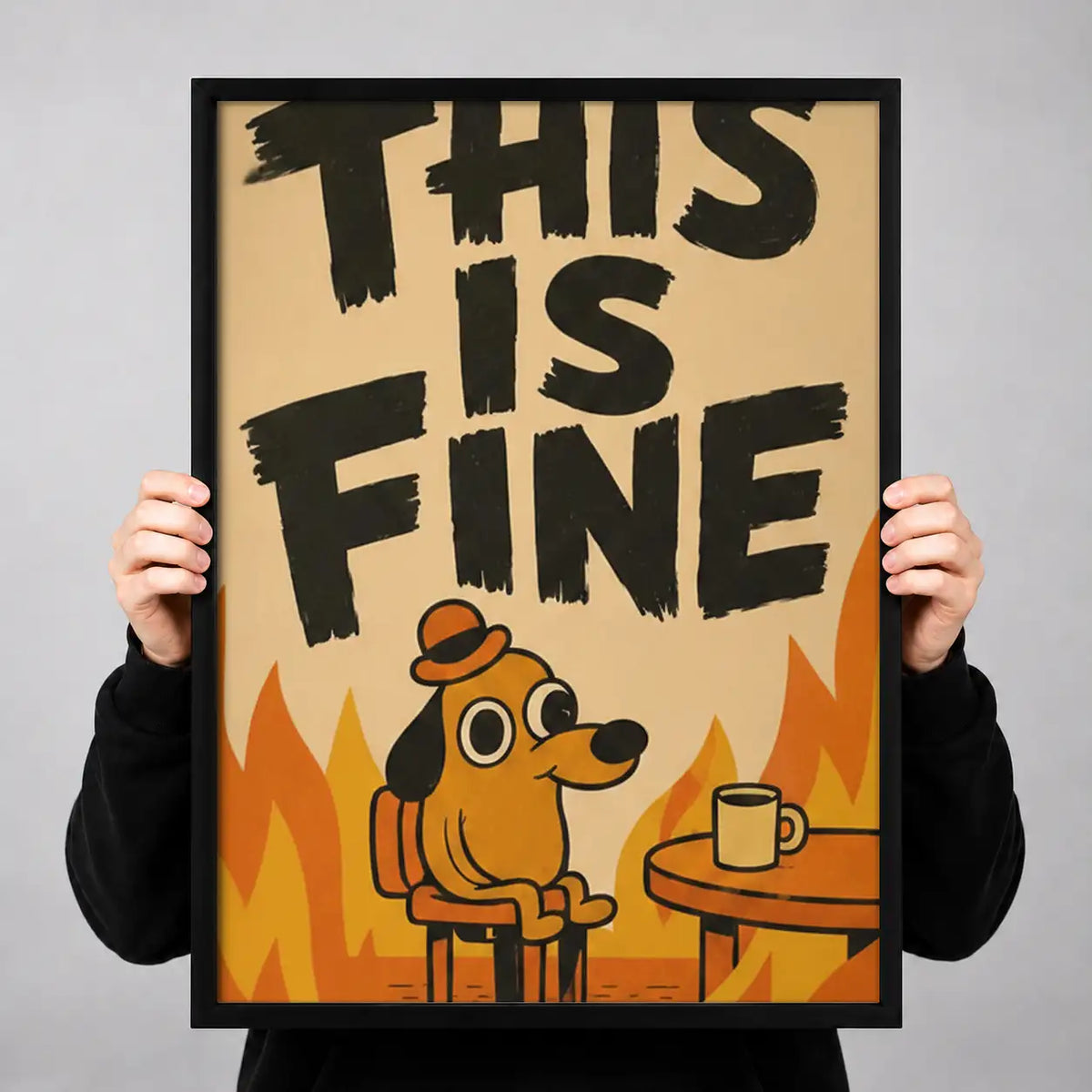 This Is Fine Dog Coffee Poster Wall Art 3