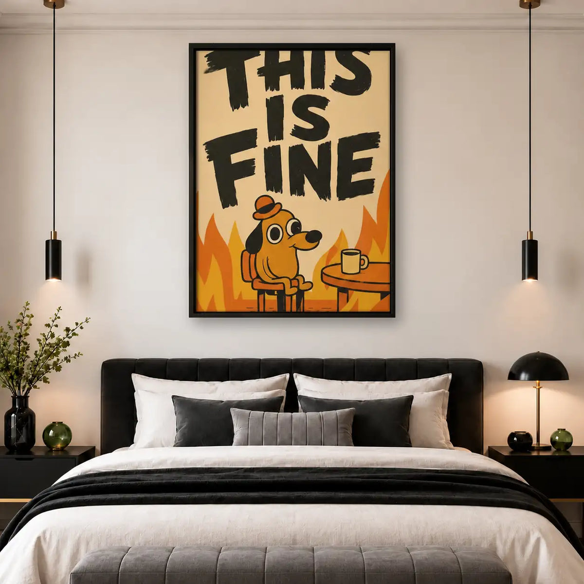 This Is Fine Dog Coffee Poster Wall Art 4