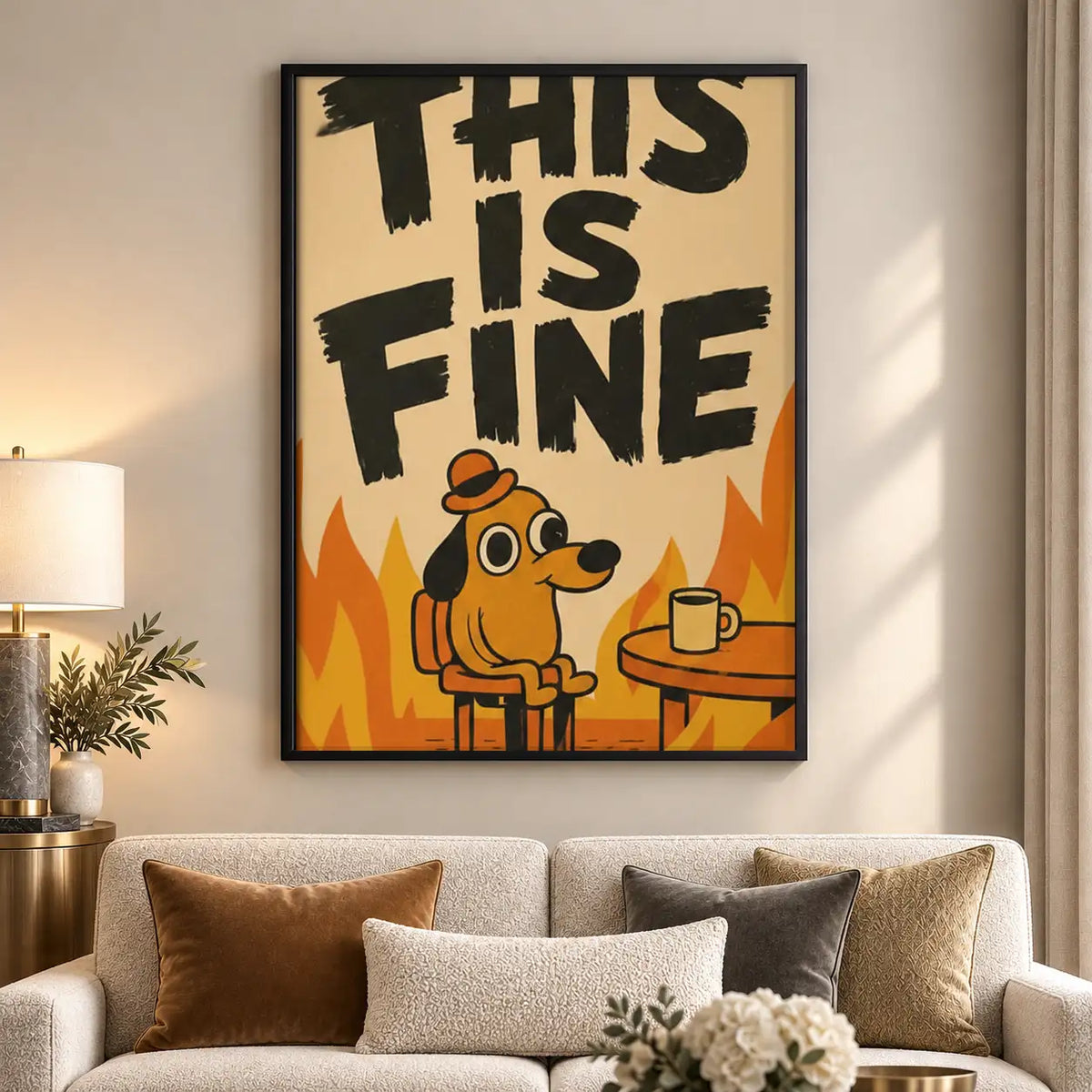 This Is Fine Dog Coffee Poster Wall Art 5