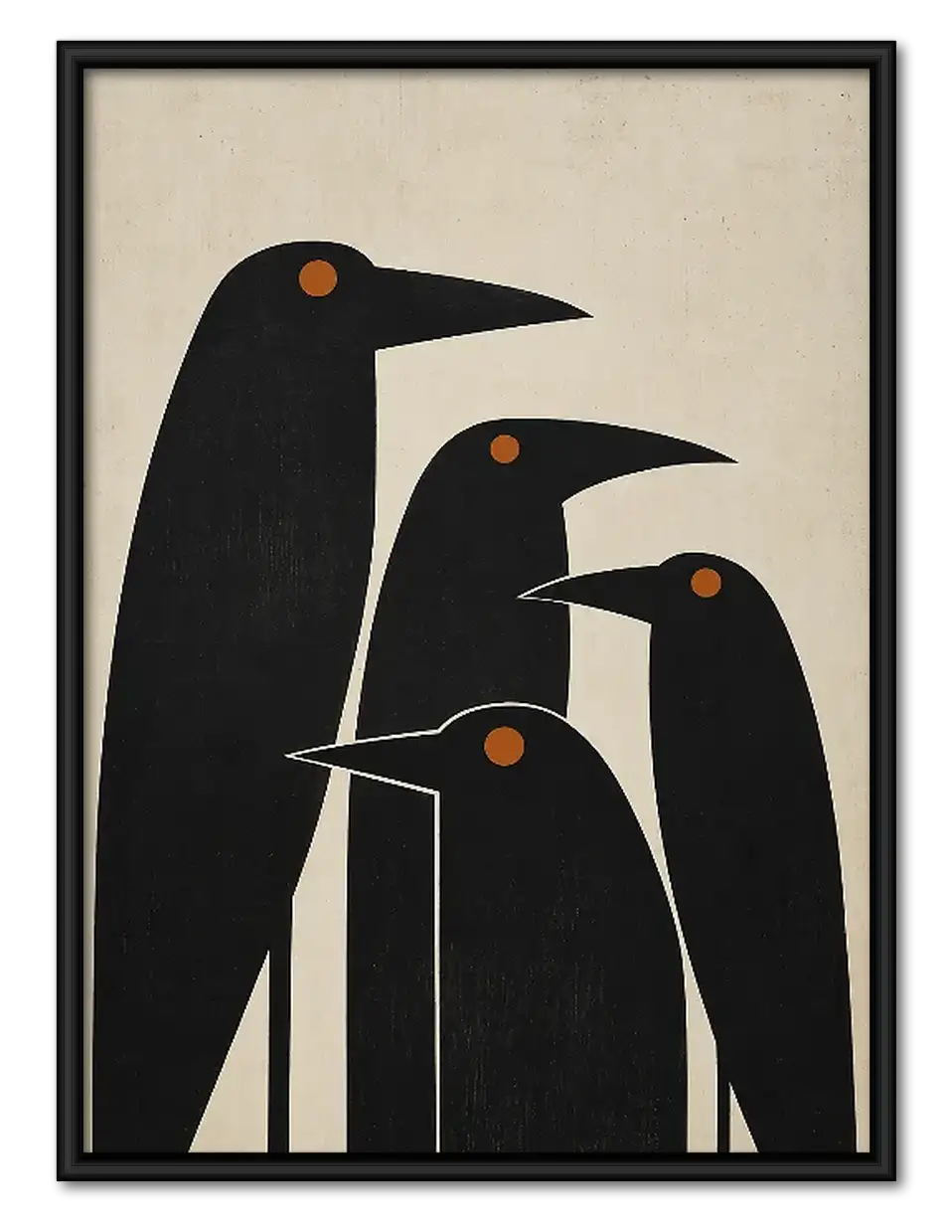 Three Black Birds Geometric Wall Art 1