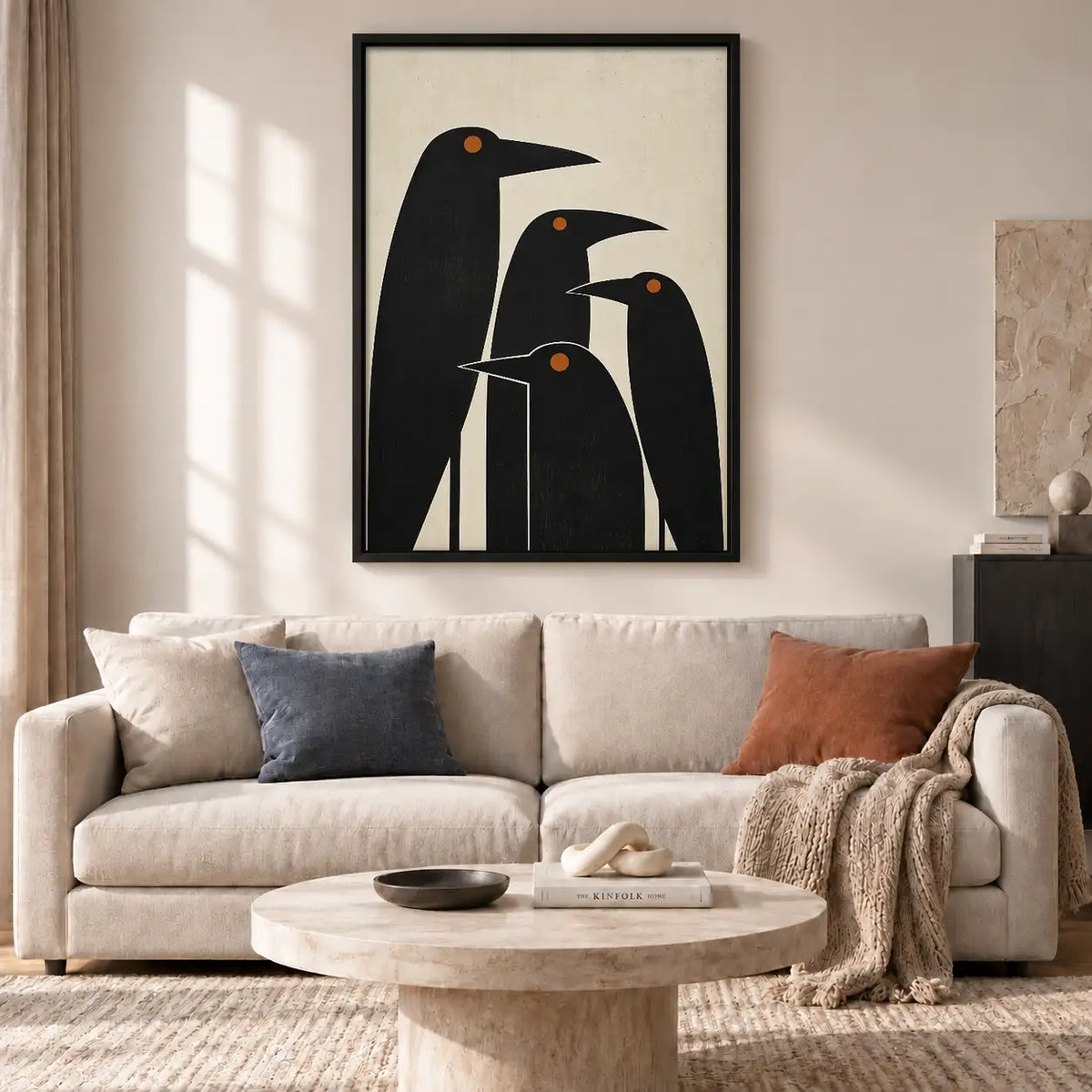 Three Black Birds Geometric Wall Art 2