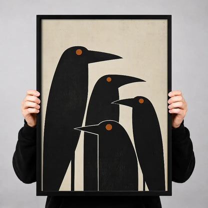 Three Black Birds Geometric Wall Art 3