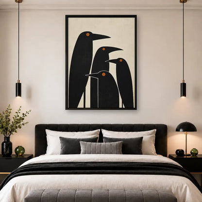 Three Black Birds Geometric Wall Art 4