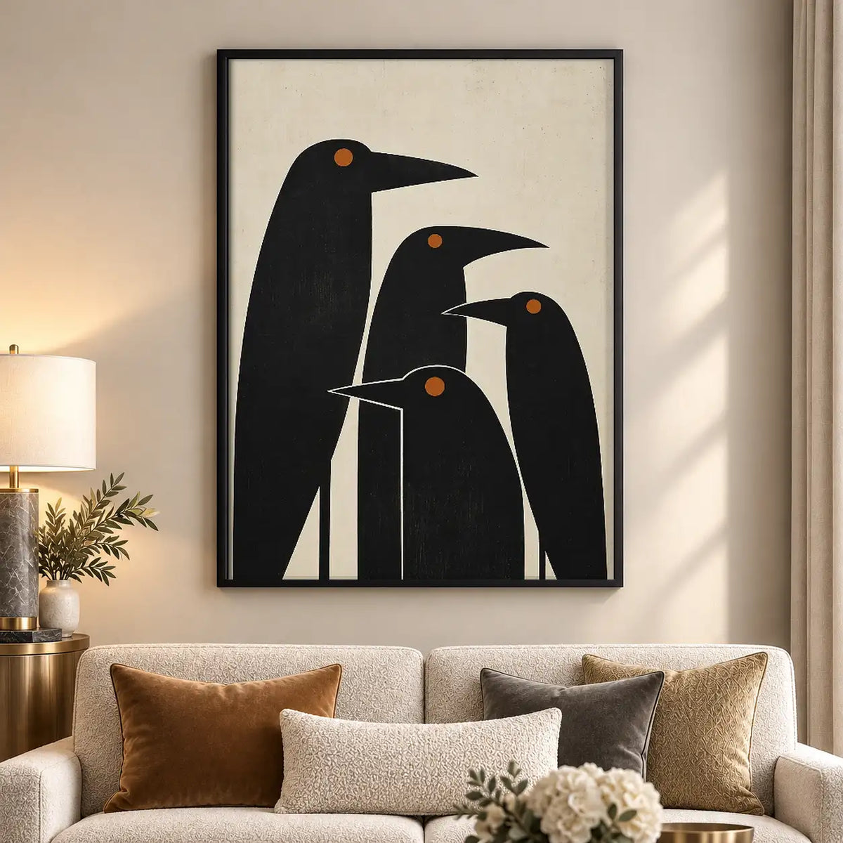 Three Black Birds Geometric Wall Art 5