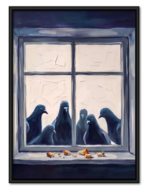 Three Black Birds Waiting at Window Wall Art