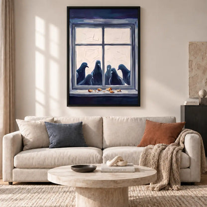Three Black Birds Waiting at Window Wall Art 2
