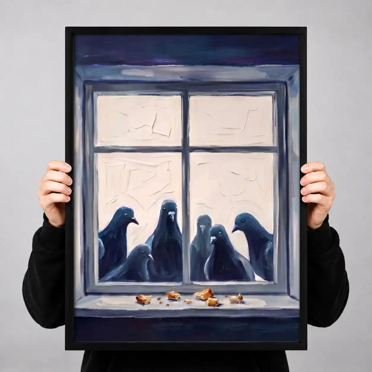 Three Black Birds Waiting at Window Wall Art 3