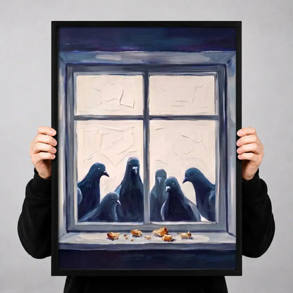 Three Black Birds Waiting at Window Wall Art 3